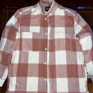 Pink plaid fleece jacket